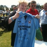 Kerry-Lee Coulson with signed shirt won at Iron Trust stand